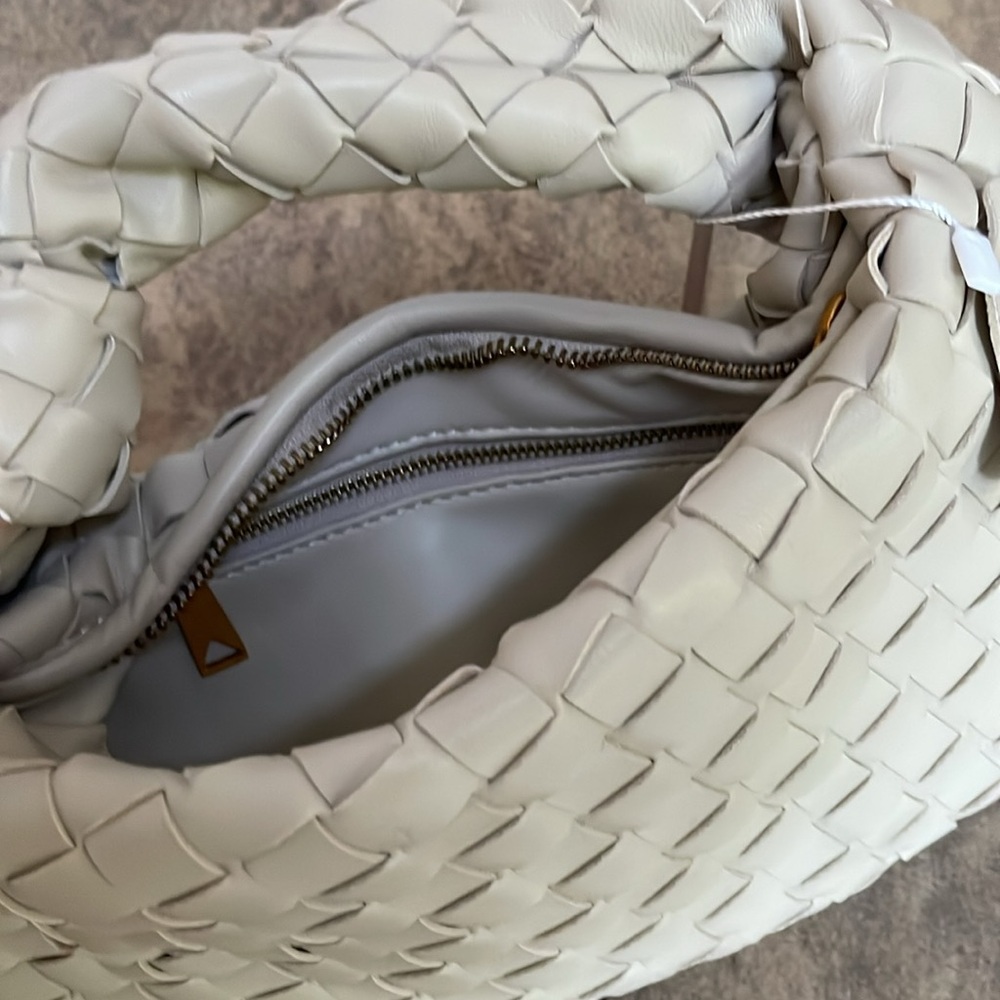 Beige Braided Faux Leather Handbag - Picture 9 of 9